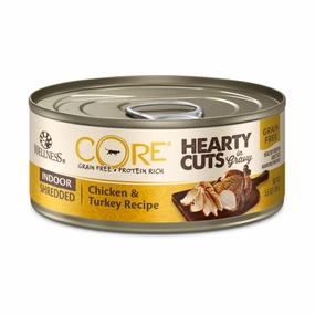 Wellness CORE Hearty Cuts Indoor Shredded Chicken & Turkey Grain-Free Canned Cat Food 156g cat snacks catnip treats healthy cat food cat reward treats low calorie cat food