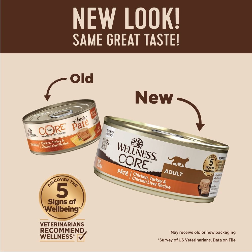 Wellness CORE Pate Chicken, Turkey & Chicken Liver Grain-Free Canned Cat Food 156g