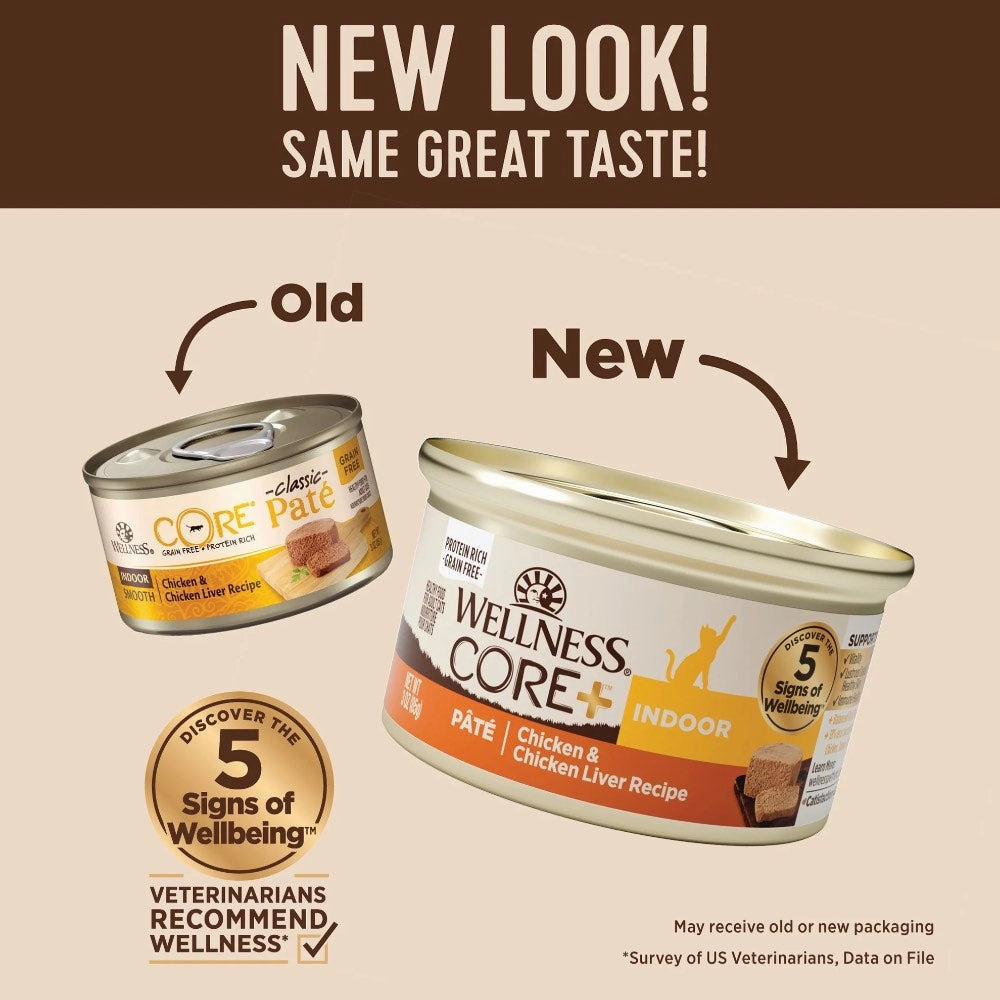 Wellness CORE  Pate Indoor Chicken & Chicken Liver Grain-Free Canned Cat Food 156g