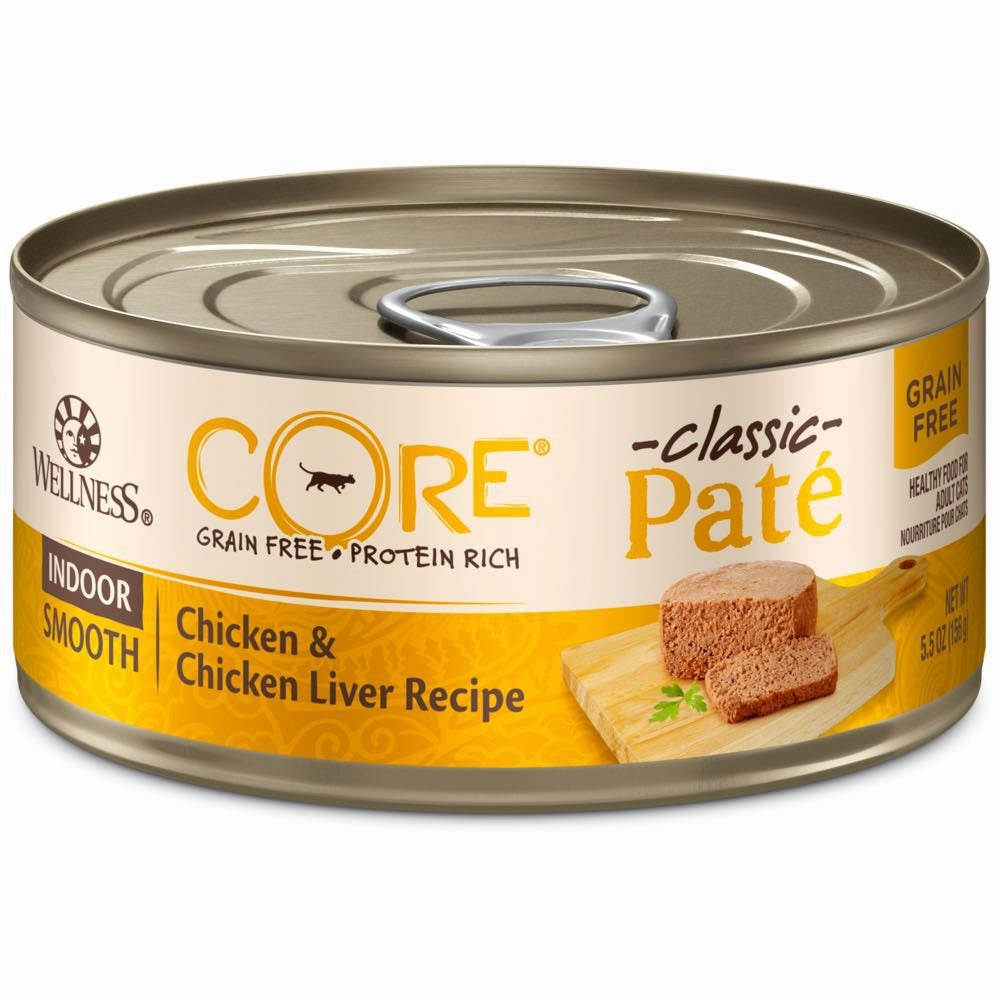 Wellness CORE  Pate Indoor Chicken & Chicken Liver Grain-Free Canned Cat Food 156g