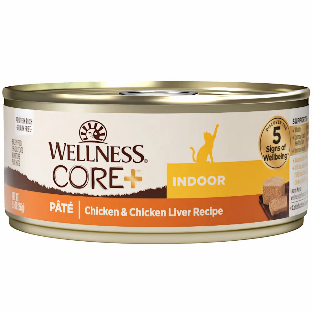 Wellness CORE  Pate Indoor Chicken & Chicken Liver Grain-Free Canned Cat Food 156g cat snacks catnip treats healthy cat food cat reward treats low calorie cat food