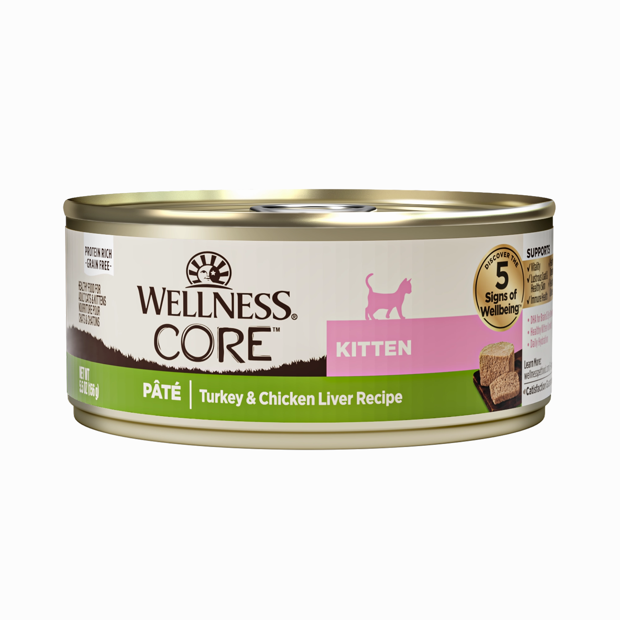 Wellness CORE Pate Kitten Turkey & Chicken Liver Grain-Free Canned Cat Food 156g cat snacks catnip treats healthy cat food cat reward treats low calorie cat food