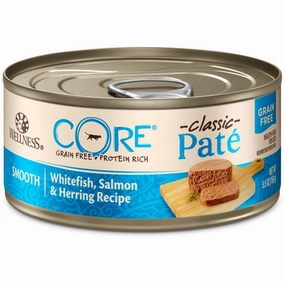 Wellness CORE Pate Whitefish, Salmon & Herring Grain-Free Canned Cat Food 156g cat snacks catnip treats healthy cat food cat reward treats low calorie cat food