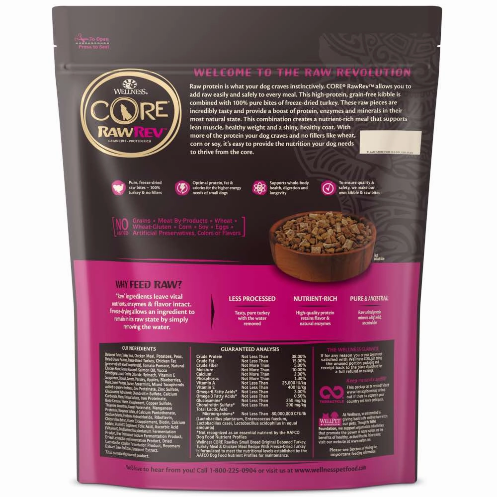 Wellness CORE RawRev Small Breed Adult Grain-Free Dry Dog Food 10lb (Exp Oct 25)