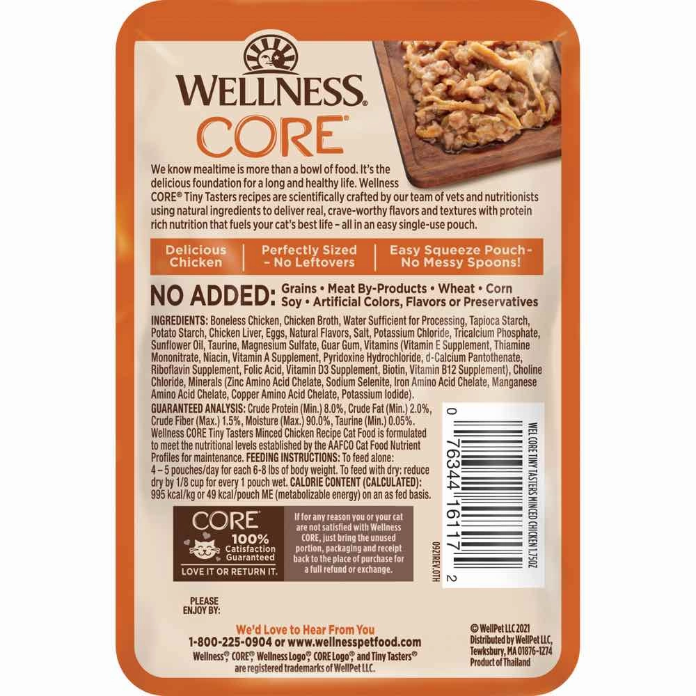 Wellness CORE Tiny Tasters Chicken Minced Grain-Free Adult Pouch Cat Food 1.75oz
