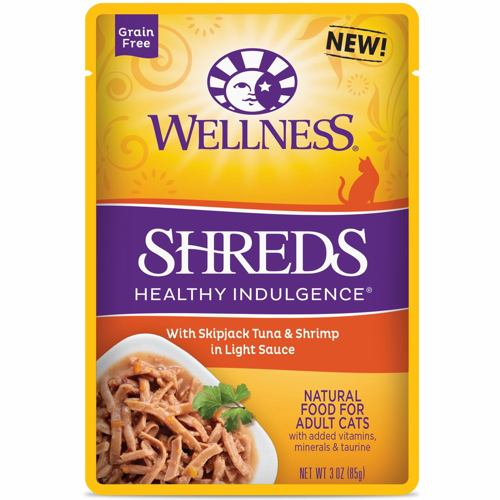 Wellness Healthy Indulgence Shreds with Skipjack Tuna & Shrimp Wet Cat Food cat supplies cat house cat tree cat feeder cat collar