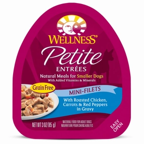 Wellness Petite Entrees Mini-Filets Roasted Chicken in Gravy Grain-Free Tray Dog Food 85g dog supplies dog food toys accessories dog bed