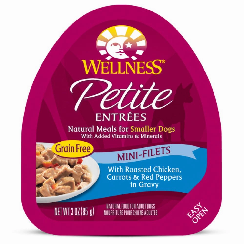 Wellness Petite Entrees Mini-Filets Roasted Chicken in Gravy Grain-Free Tray Dog Food 85g dog supplies dog food toys accessories dog bed