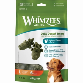 Whimzees Alligator Large Grain-Free Dental Dog Treats 6pc dog supplies dog food toys accessories dog bed