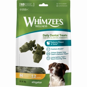 Whimzees Alligator Medium Grain-Free Dental Dog Treats 12pc dog supplies dog food toys accessories dog bed