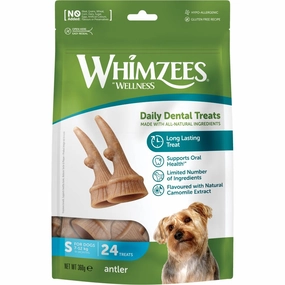 Whimzees Occupy Chews Antler Small Grain-Free Dental Dog Treats 24pc dog supplies dog food toys accessories dog bed