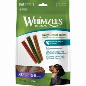 Whimzees Stix Extra Small Grain-Free Dental Dog Treats 56pc dog supplies dog food toys accessories dog bed