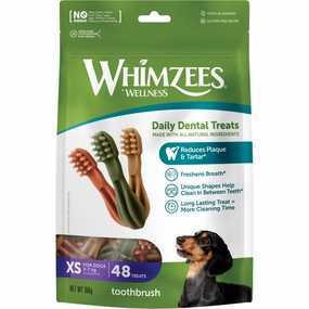 Whimzees Toothbrush Extra Small Grain-Free Dental Dog Treats 48pcs dog supplies dog food toys accessories dog bed