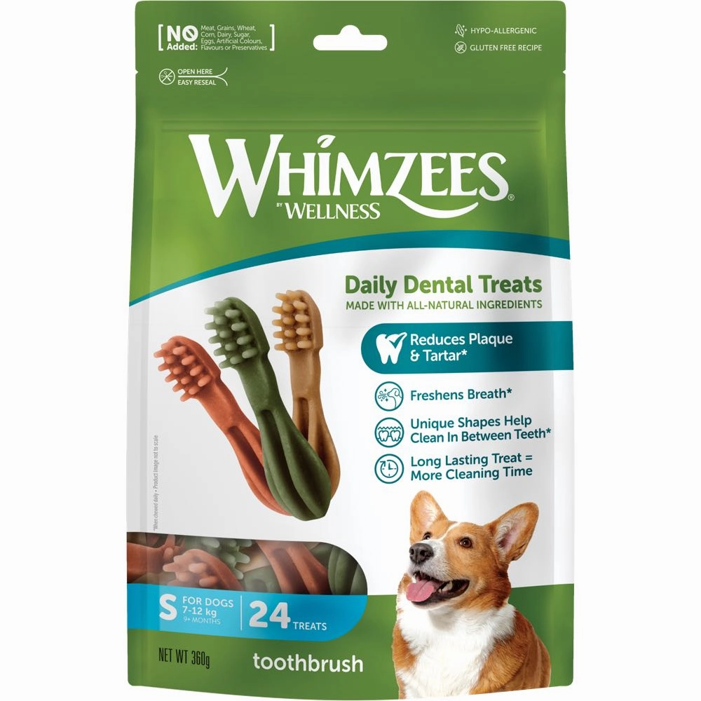 Whimzees Toothbrush Small Grain-Free Dental Dog Treats 24pcs dog supplies dog food toys accessories dog bed