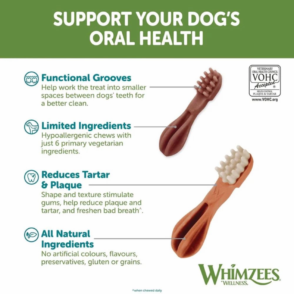 Whimzees Toothbrush Small Grain-Free Dental Dog Treats 24pcs