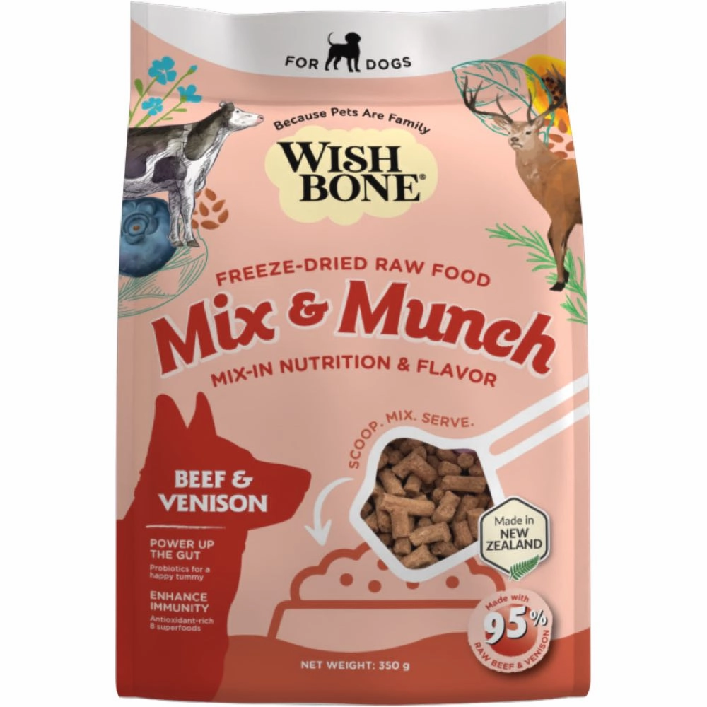 Wishbone Mix & Munch Beef & Venison Grain-Free Freeze-Dried Raw Food Dog Food Topper 350g horse supplement horse vitamins animal probiotics livestock digestive aid horse immune booster
