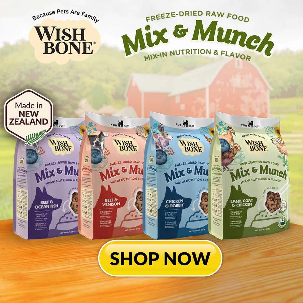 Wishbone Mix & Munch Lamb, Goat & Chicken Grain-Free Freeze-Dried Raw Food Dog Food Topper 350g