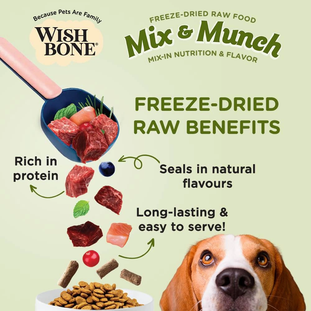 Wishbone Mix & Munch Lamb, Goat & Chicken Grain-Free Freeze-Dried Raw Food Dog Food Topper 350g