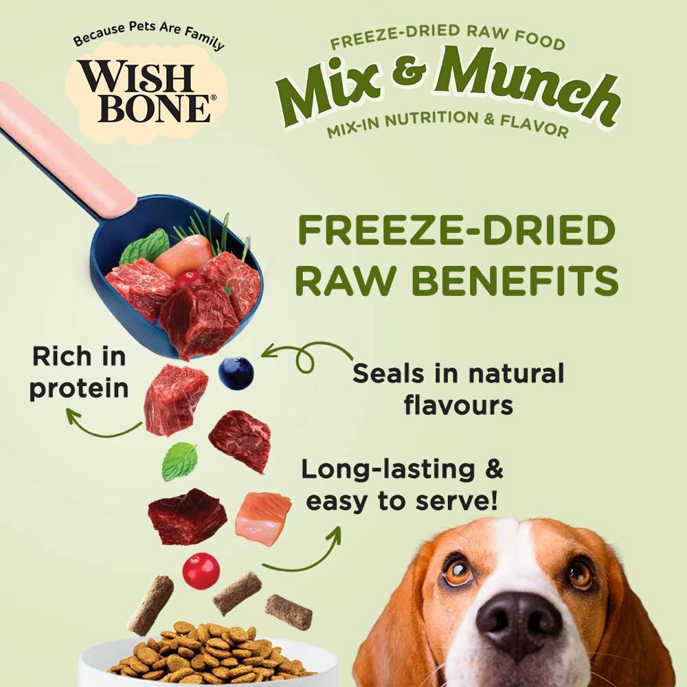 Wishbone Mix & Munch Lamb, Goat & Chicken Grain-Free Freeze-Dried Raw Food Dog Food Topper 350g