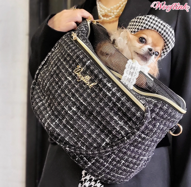 Wooflink Hug Me Bag - Tweed Black