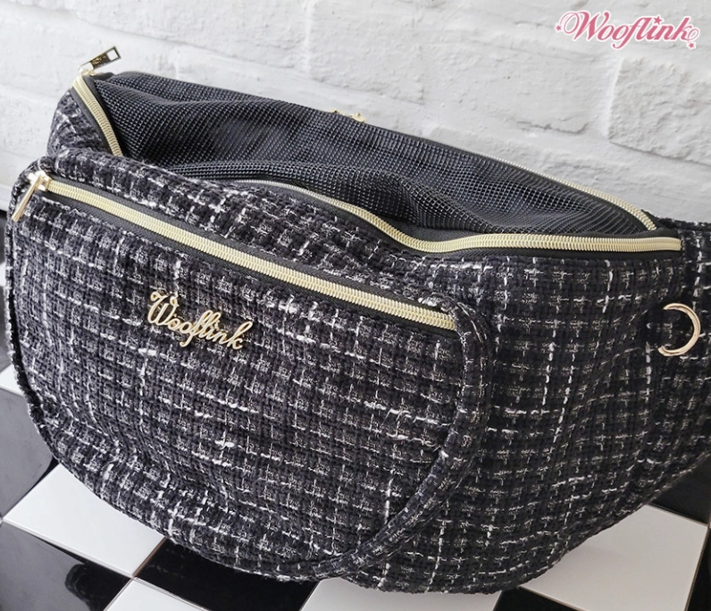 Wooflink Hug Me Bag - Tweed Black