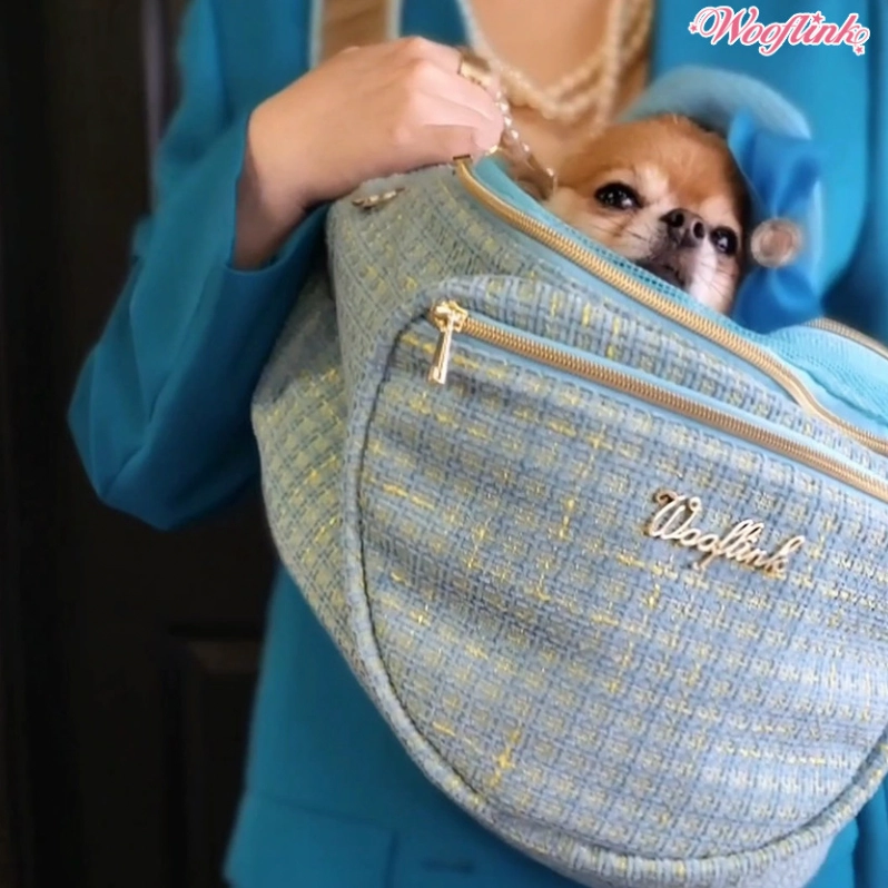 Wooflink Hug Me Bag - Tweed Blue