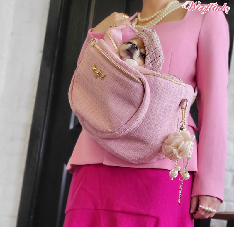 Wooflink Hug Me Bag - Tweed Pink