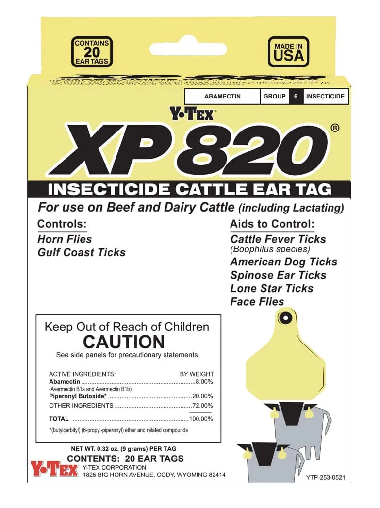 XP 820 Insecticide Cattle Ear Tags, 20 pack