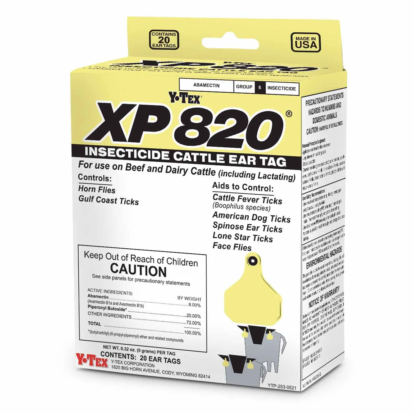 XP 820 Insecticide Cattle Ear Tags, 20 pack