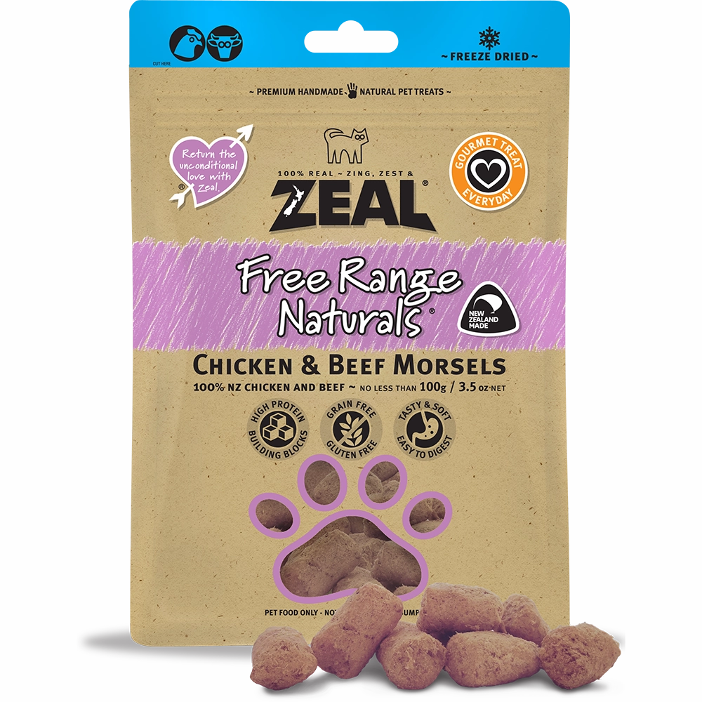 Zeal Free Range Naturals Chicken & Beef Morsels 100g