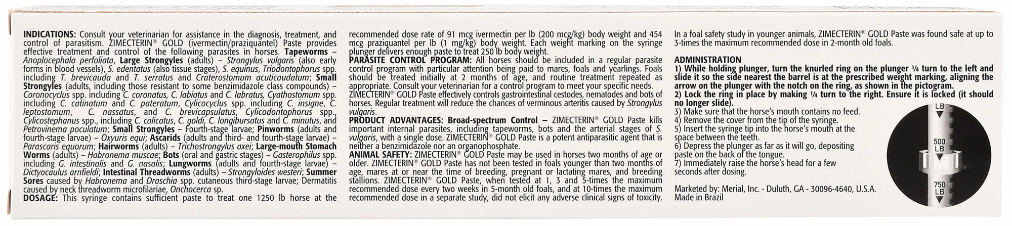 Zimecterin Gold Horse Wormer (Paste), 1-dose